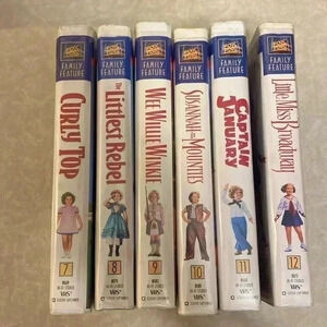 VINTAGE Shirley Temple Movies 7-12 Clamshell VHS‎ Tape Movie Colorized Version